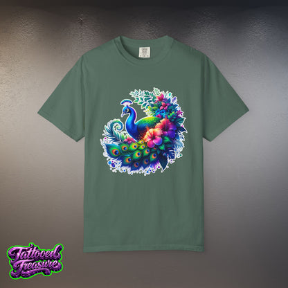 Peacock Floral T-Shirt — Vibrant Watercolor Peacock Tee