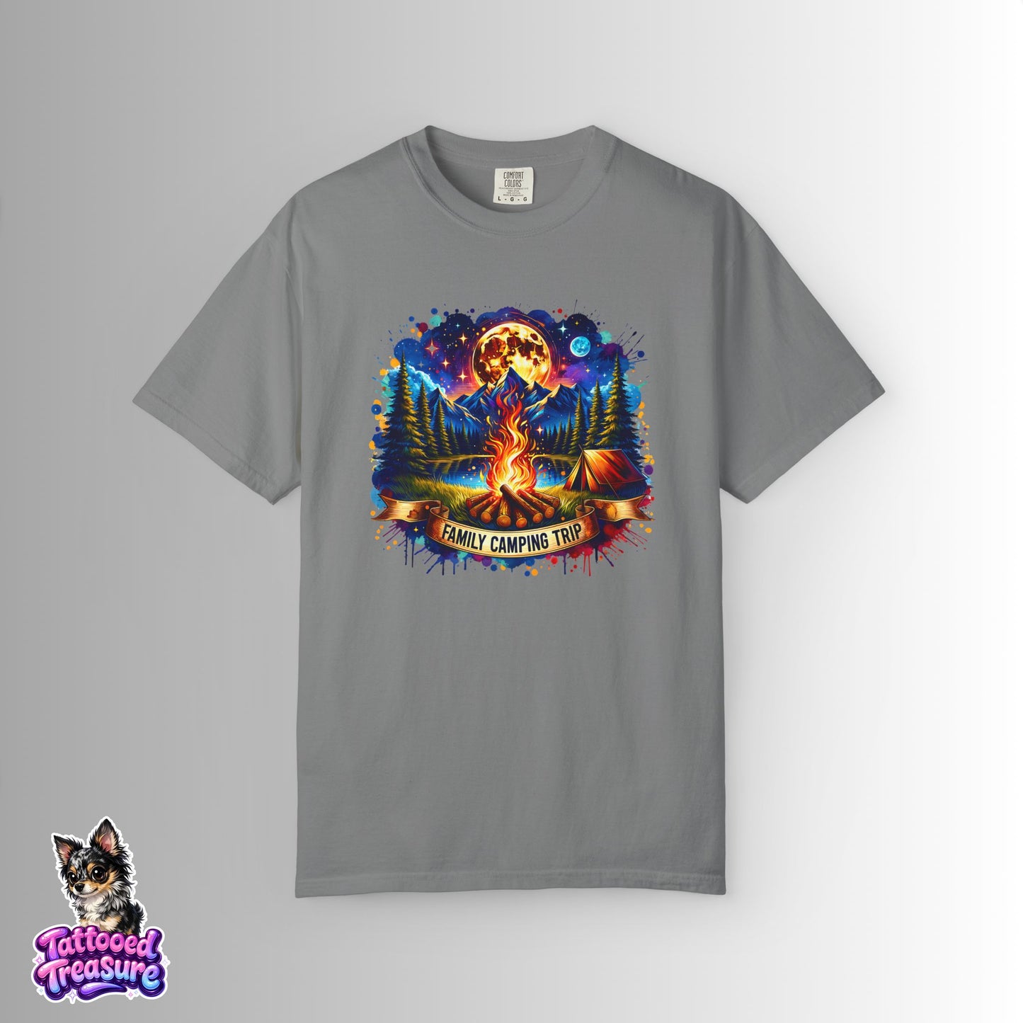 Camping Vibes T-Shirt — "Family Camping Trip" Campfire & Moon Graphic Tee