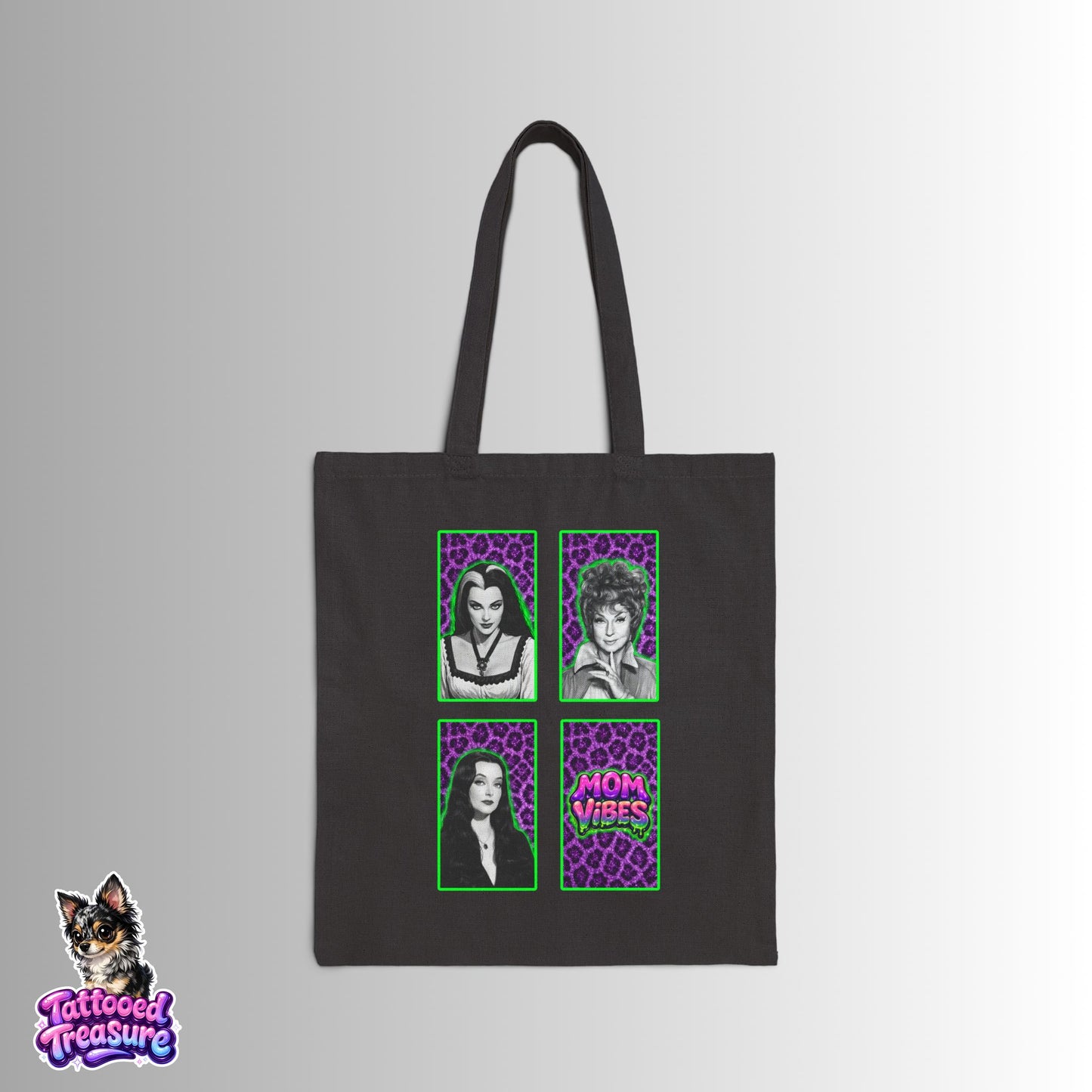 Canvas Tote Bag — Retro Goth Portraits "Mom Vibes" Art Print