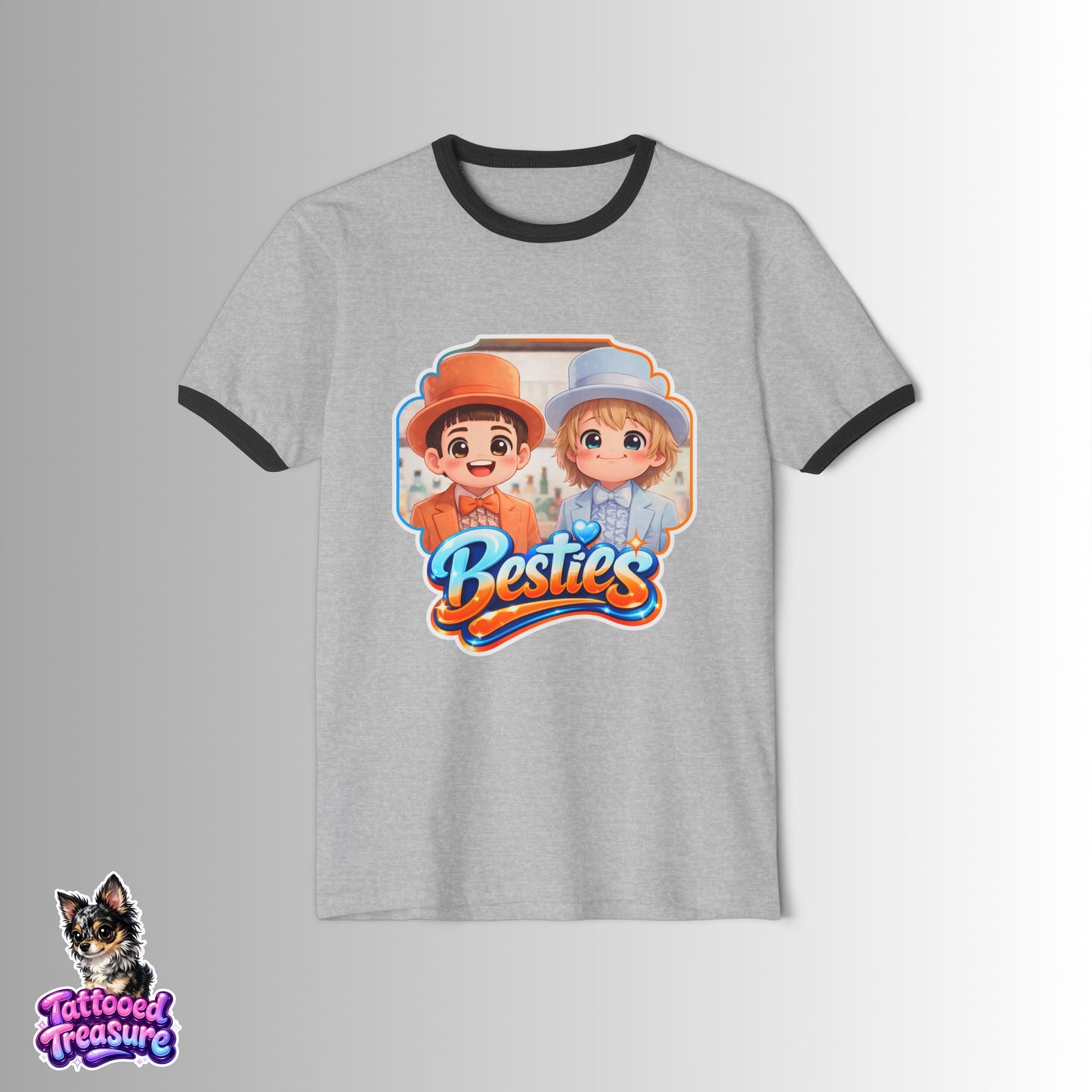 Besties Cartoon Dumb and Dumber Ringer Tee