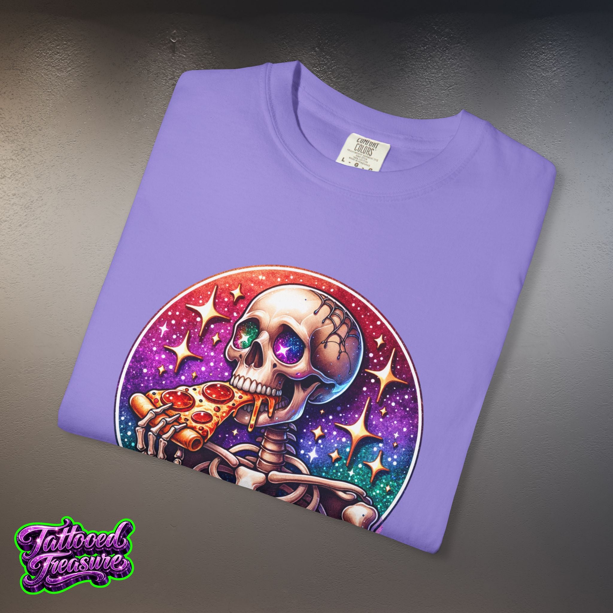 Hangry Skeleton Pizza T-Shirt — Cute Spooky Graphic Tee