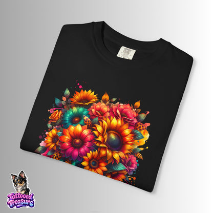 Sunflower Burst T-Shirt — Vibrant Floral Bouquet Graphic