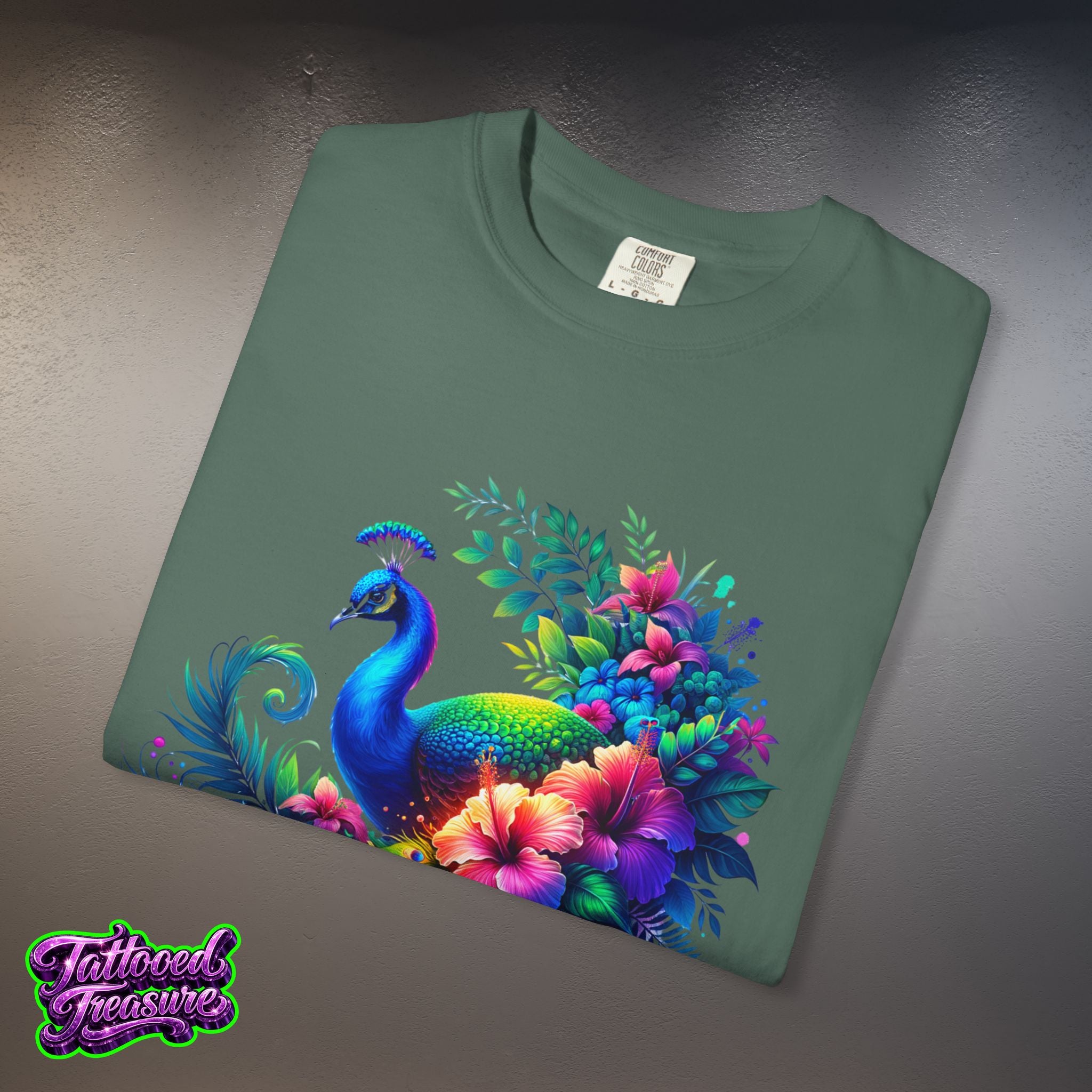 Peacock Floral T-Shirt — Vibrant Watercolor Peacock Tee