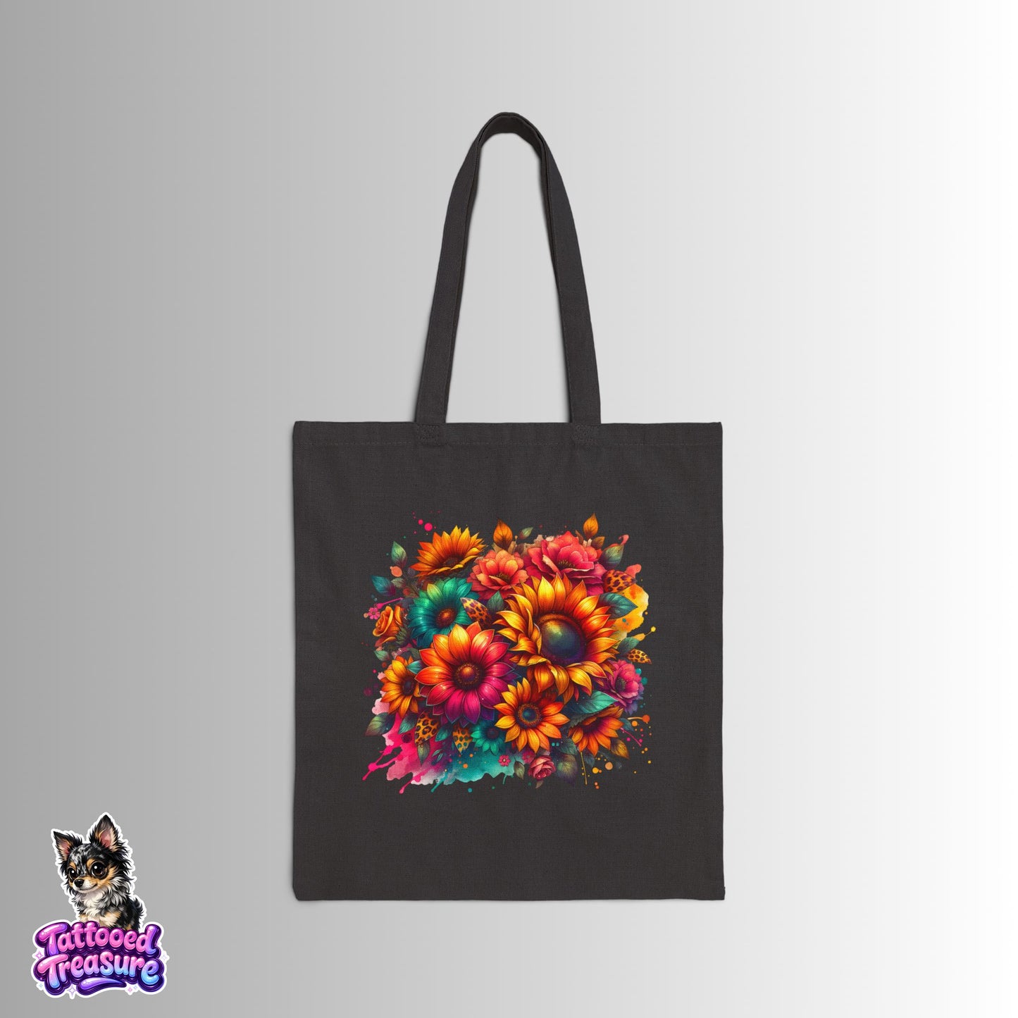 Canvas Tote Bag — Vibrant Sunflower Bouquet Floral Tote for Eco-Friendly Shopping & Gifts