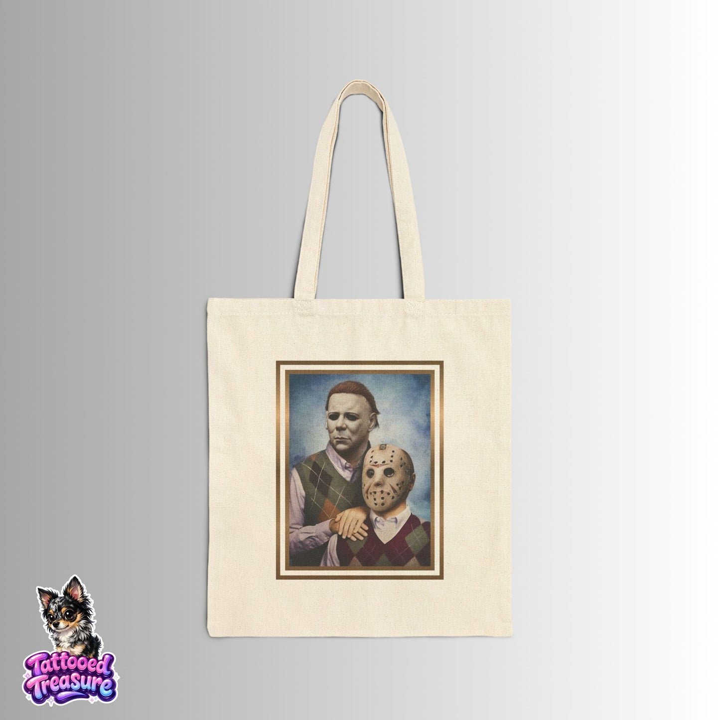 Vintage Step Brothers Portrait Tote Bag — Michael Myers & Jason Canvas Tote