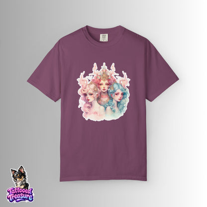 Pastel Sirens Art T-Shirt — Watercolor Triple Muse Design