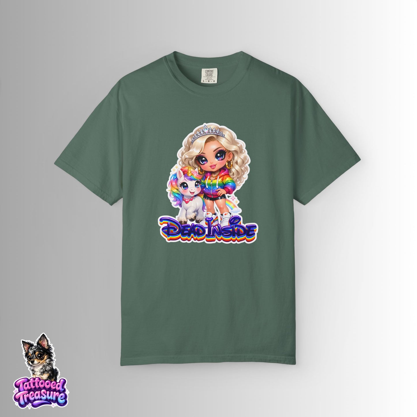Dead Inside Rainbow Girl T-Shirt — Cute Chibi with Unicorn Pet