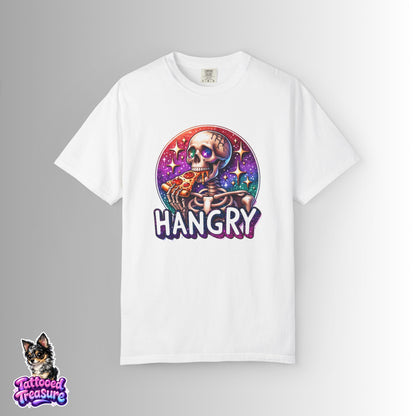 Hangry Skeleton Pizza T-Shirt — Cute Spooky Graphic Tee