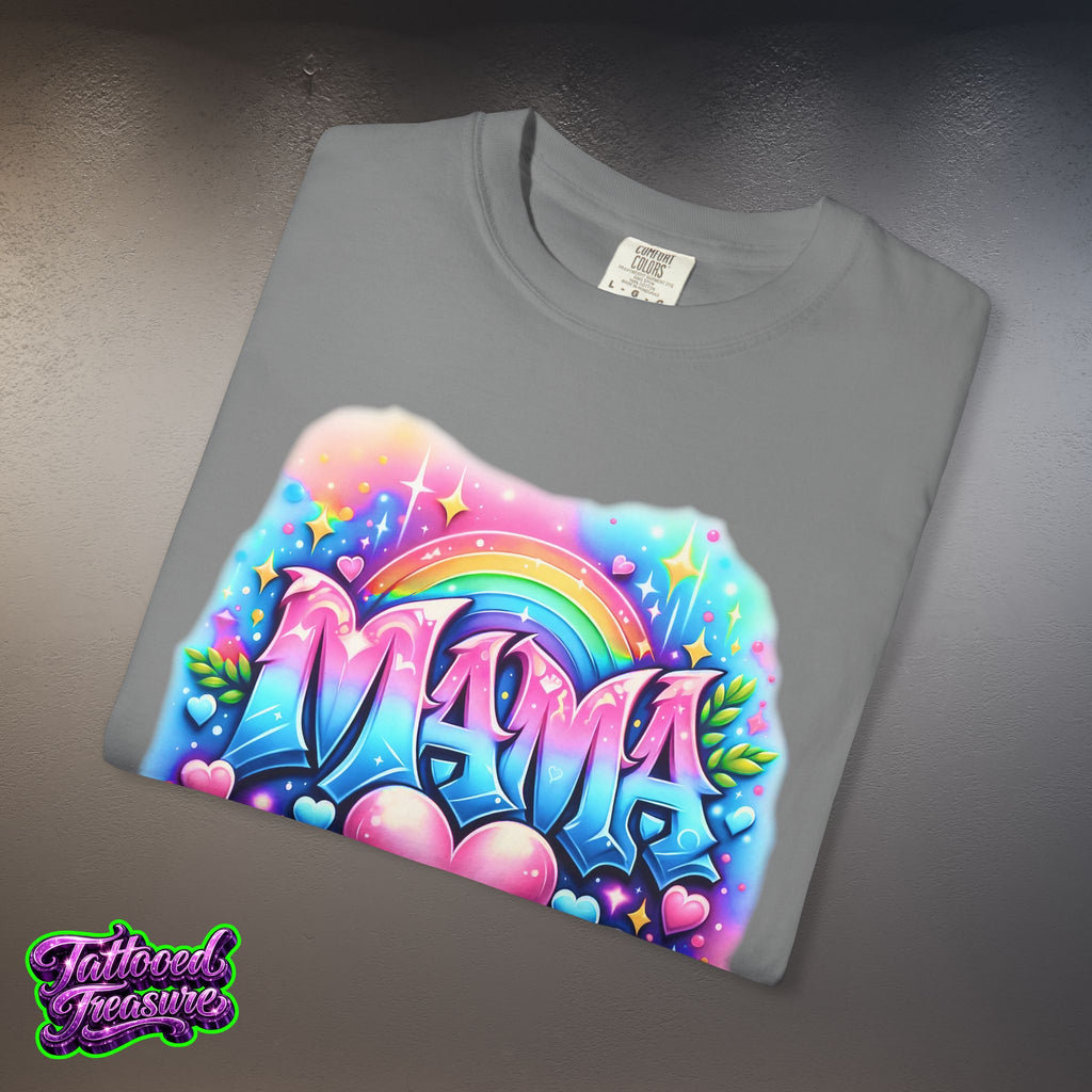 Mama Heart Rainbow T-Shirt — Colorful Neon Mom Tee