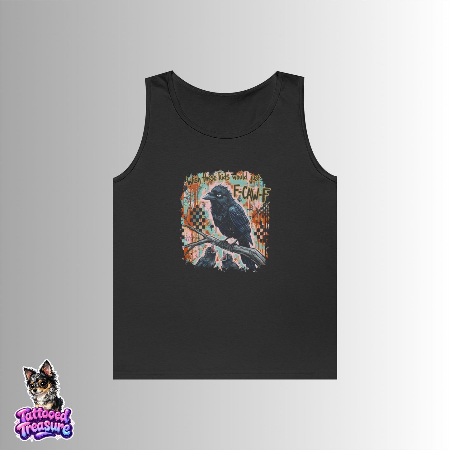 Raven Graphic FCAWF Tank Top – Vintage Crow Art "Face" Design