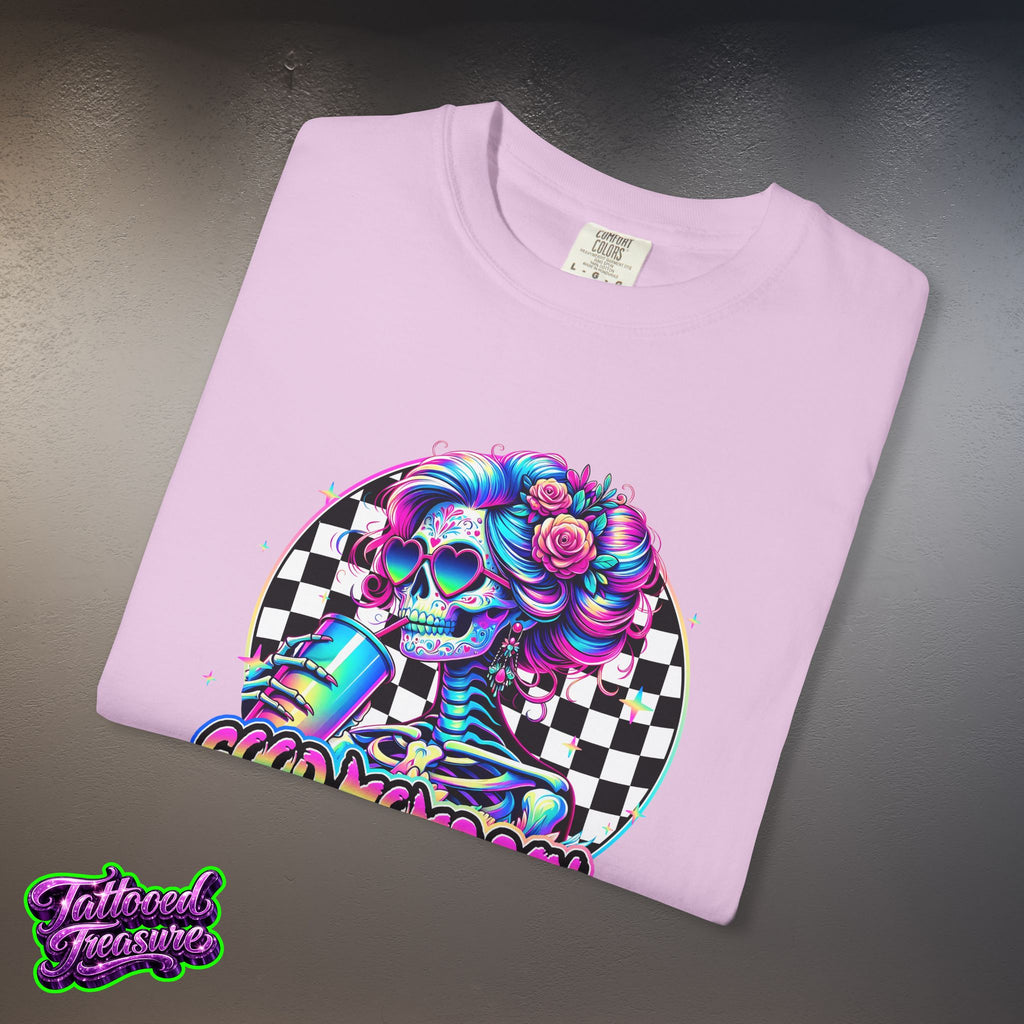 Bad Words Skull Tee — “Good Moms Say Bad Words” Retro Checkerboard T-Shirt