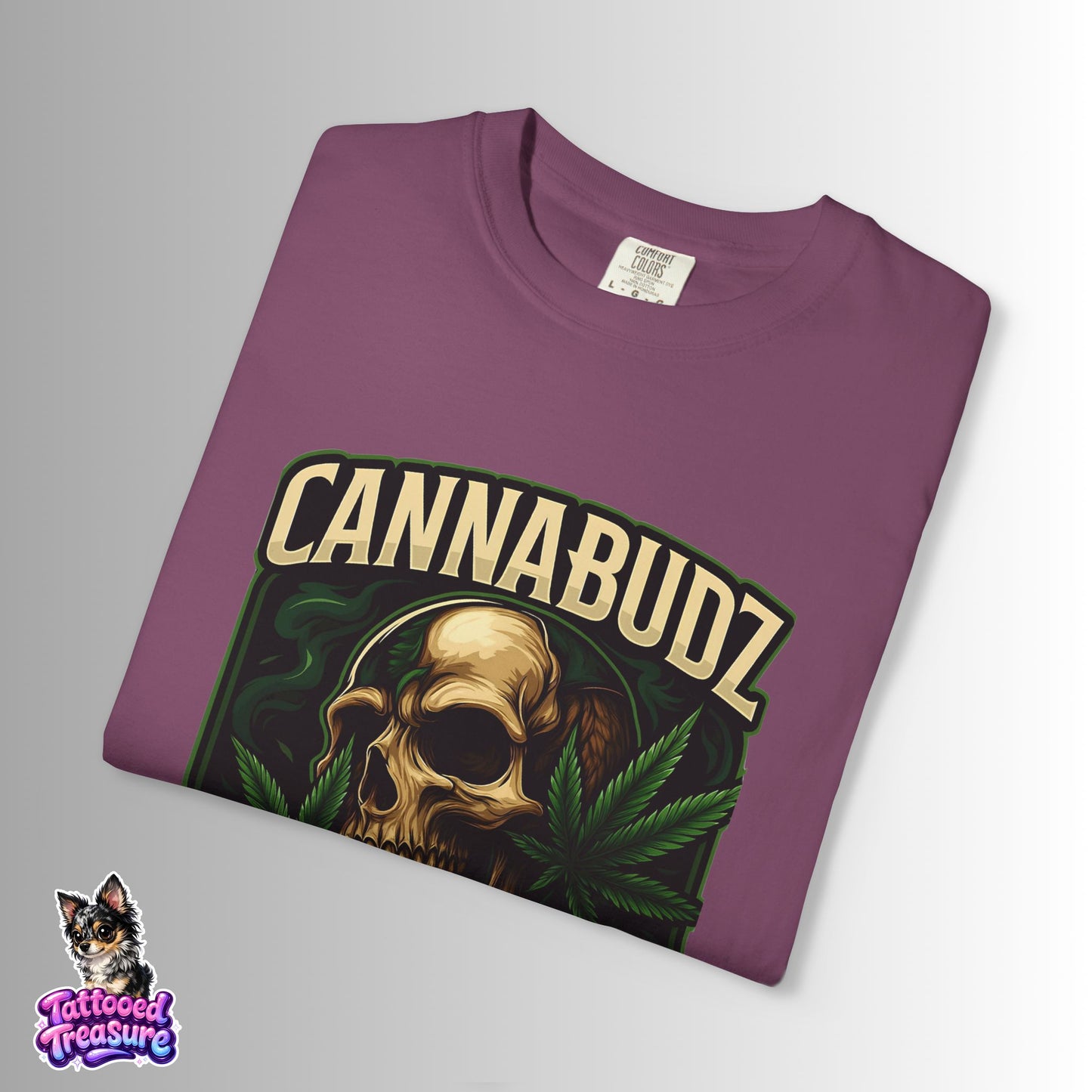 Cannabudz Gaming Nation T-Shirt Front — Skull & Cannabis Gamer Tee