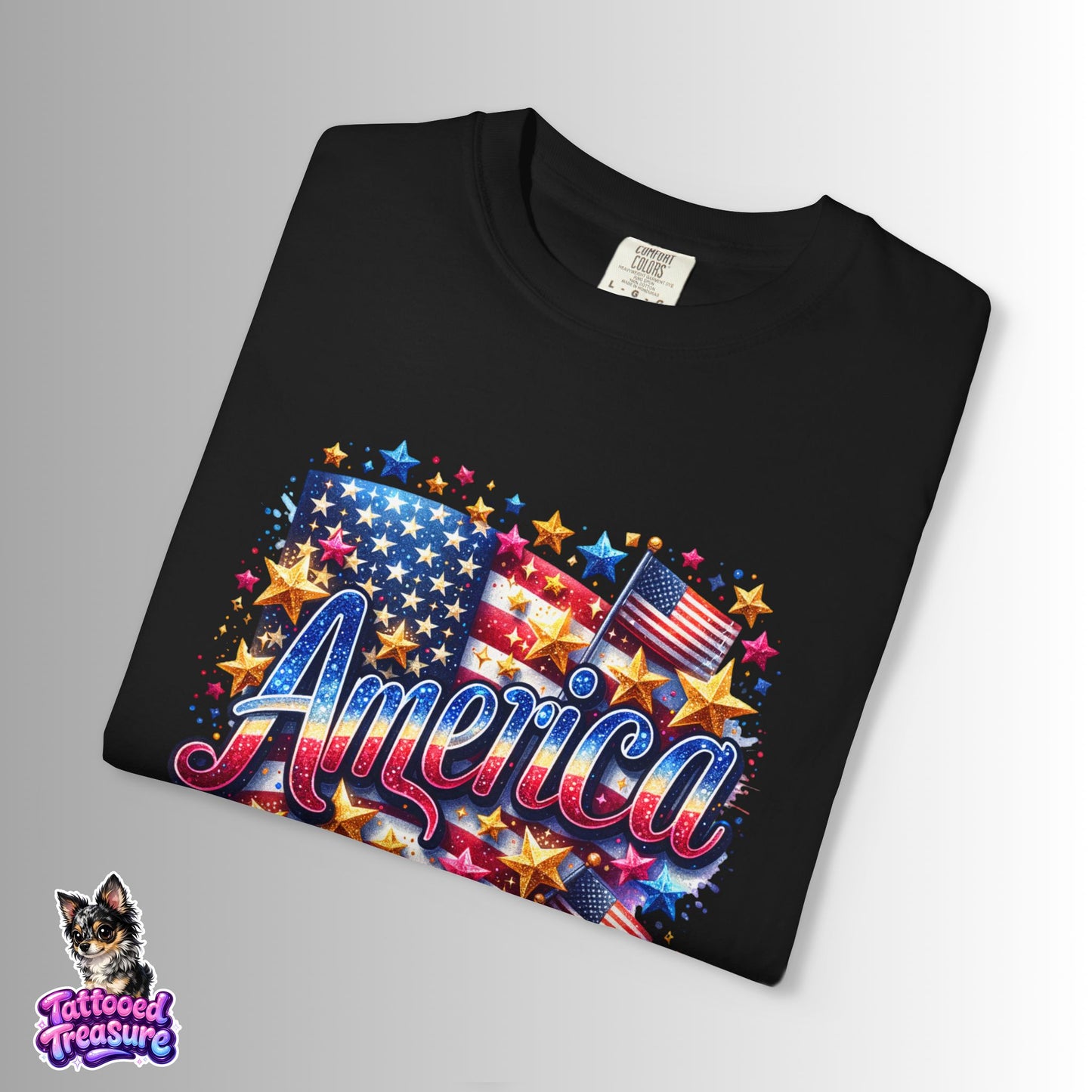 America Graphic T-Shirt — Patriotic USA Flag Design for 4th of July