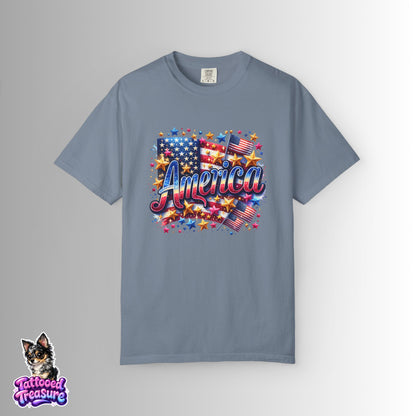 America Graphic T-Shirt — Patriotic USA Flag Design for 4th of July