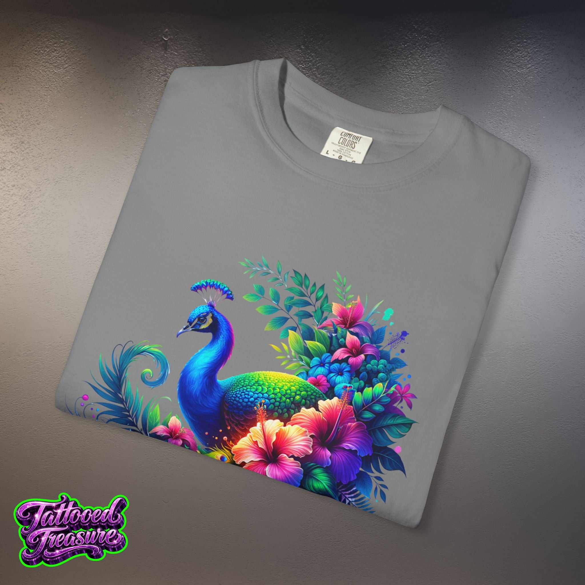 Peacock Floral T-Shirt — Vibrant Watercolor Peacock Tee