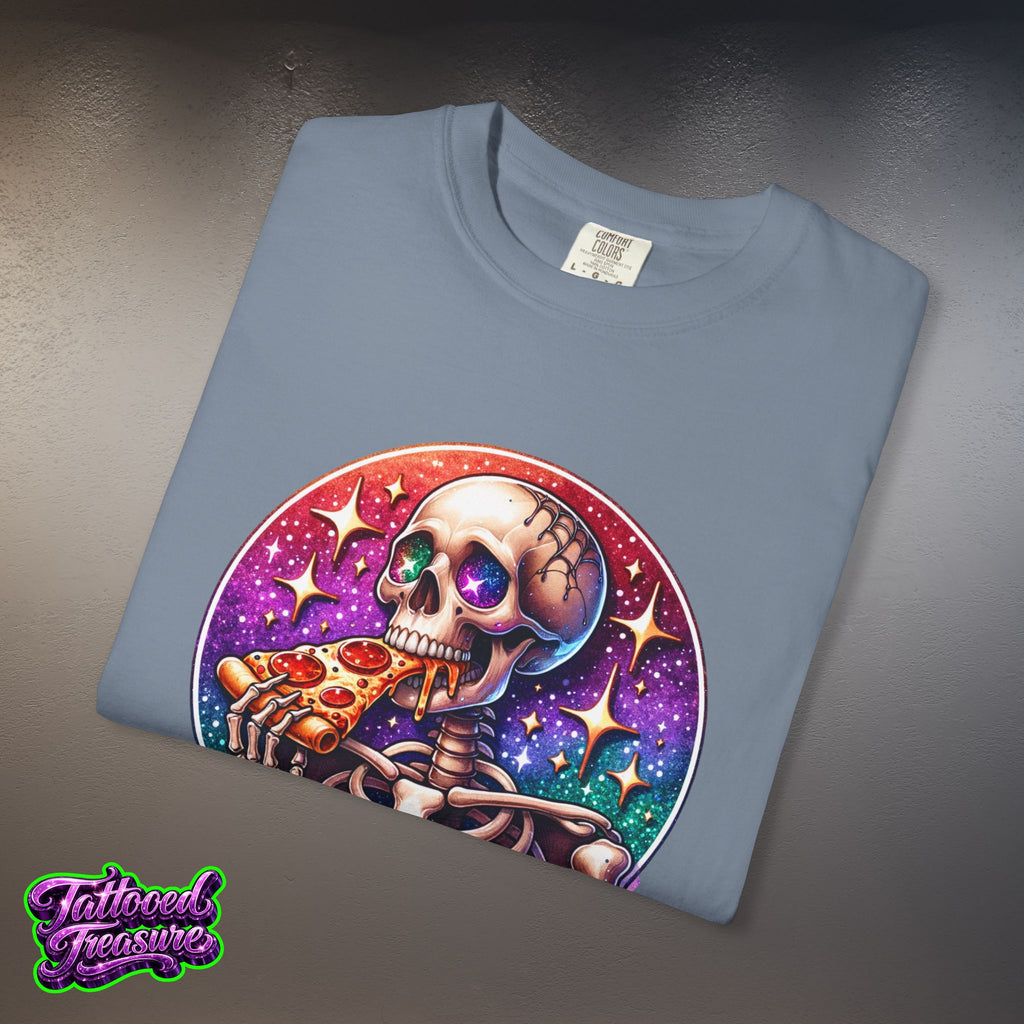Hangry Skeleton Pizza T-Shirt — Cute Spooky Graphic Tee