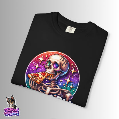 Hangry Skeleton Pizza T-Shirt — Cute Spooky Graphic Tee