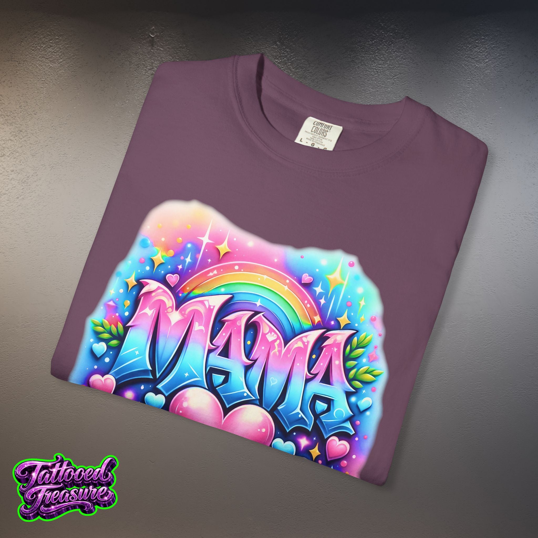 Mama Heart Rainbow T-Shirt — Colorful Neon Mom Tee