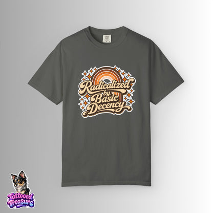 "Radicalized by Basic Decency" | Retro Rainbow Tee