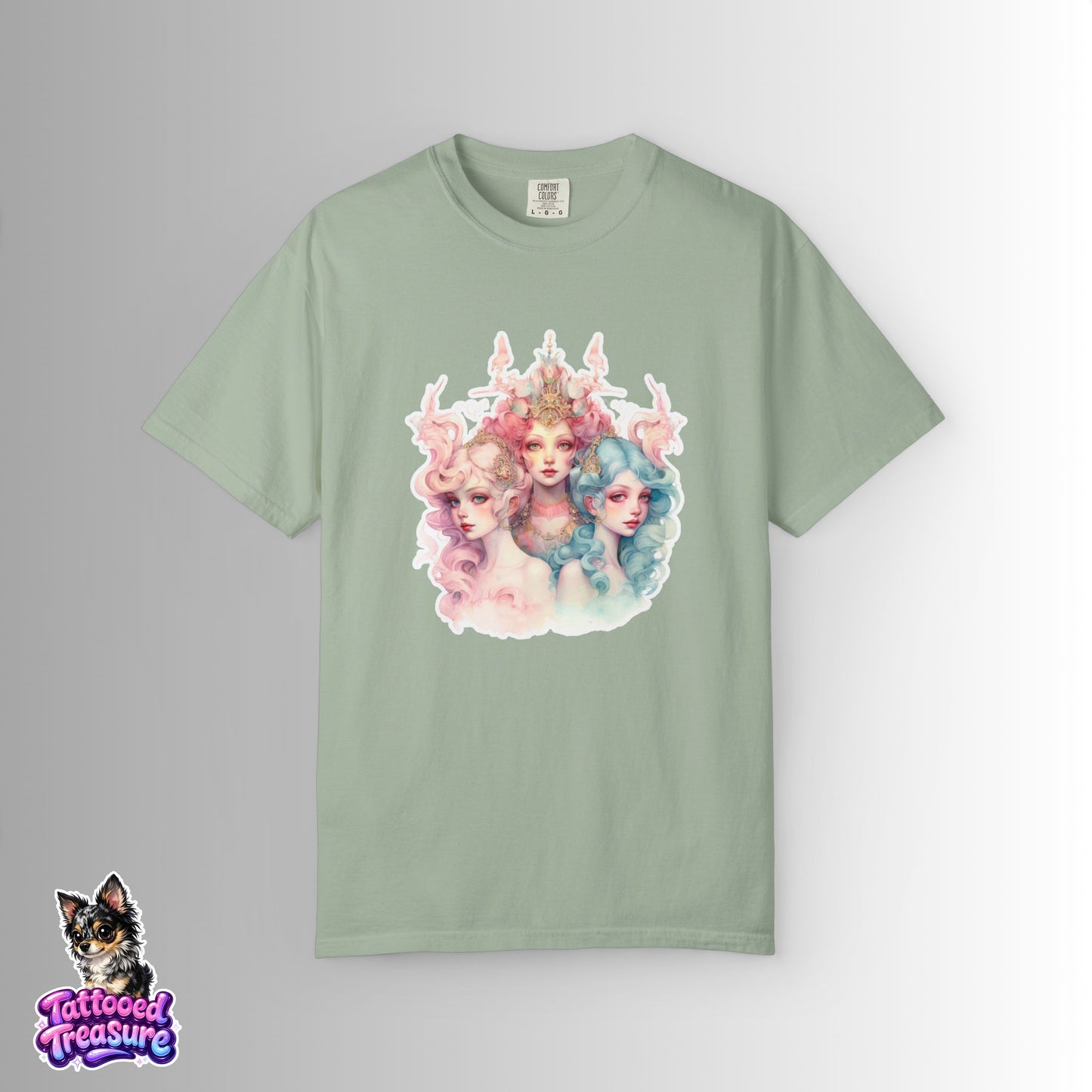 Pastel Sirens Art T-Shirt — Watercolor Triple Muse Design