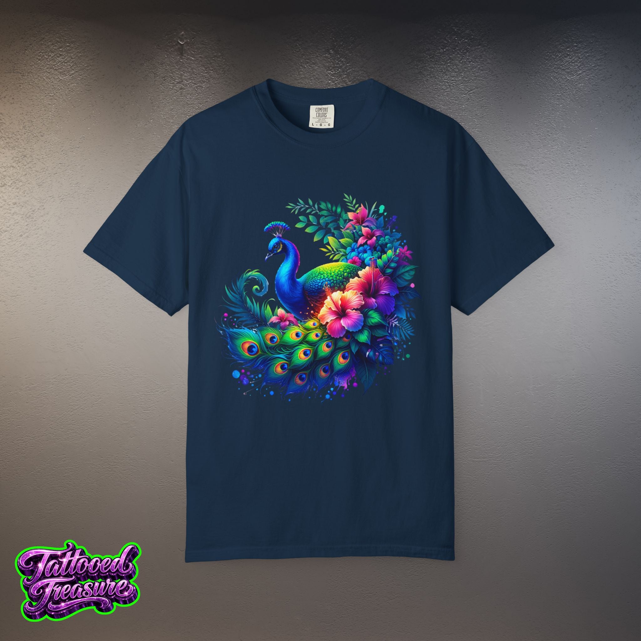 Peacock Floral T-Shirt — Vibrant Watercolor Peacock Tee