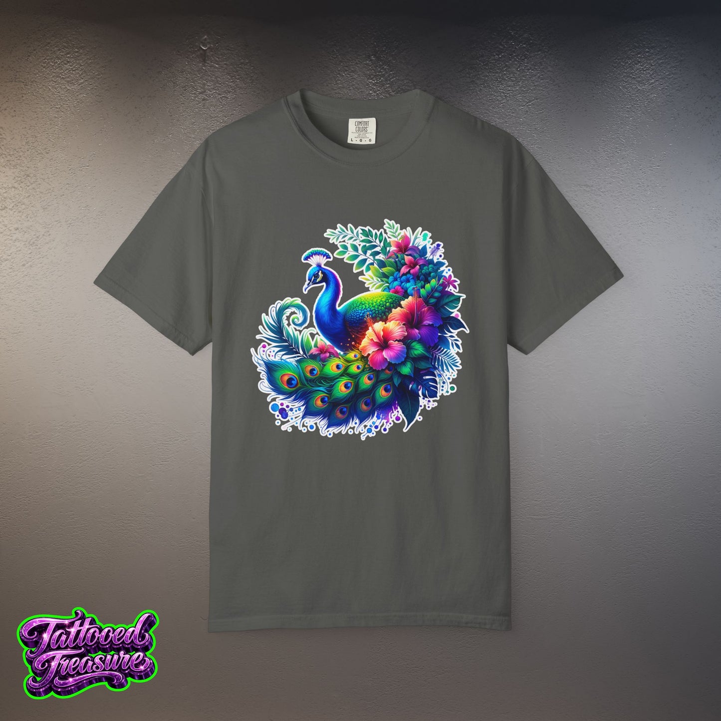 Peacock Floral T-Shirt — Vibrant Watercolor Peacock Tee