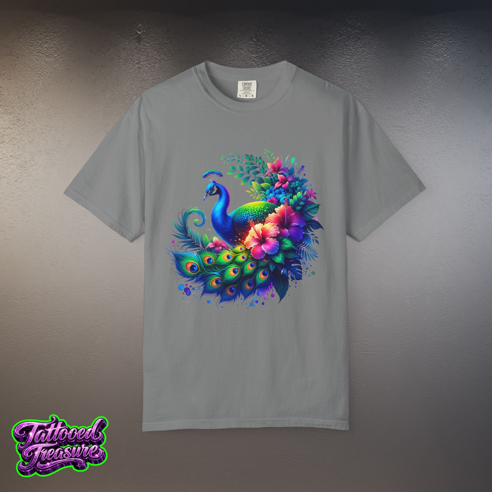 Peacock Floral T-Shirt — Vibrant Watercolor Peacock Tee