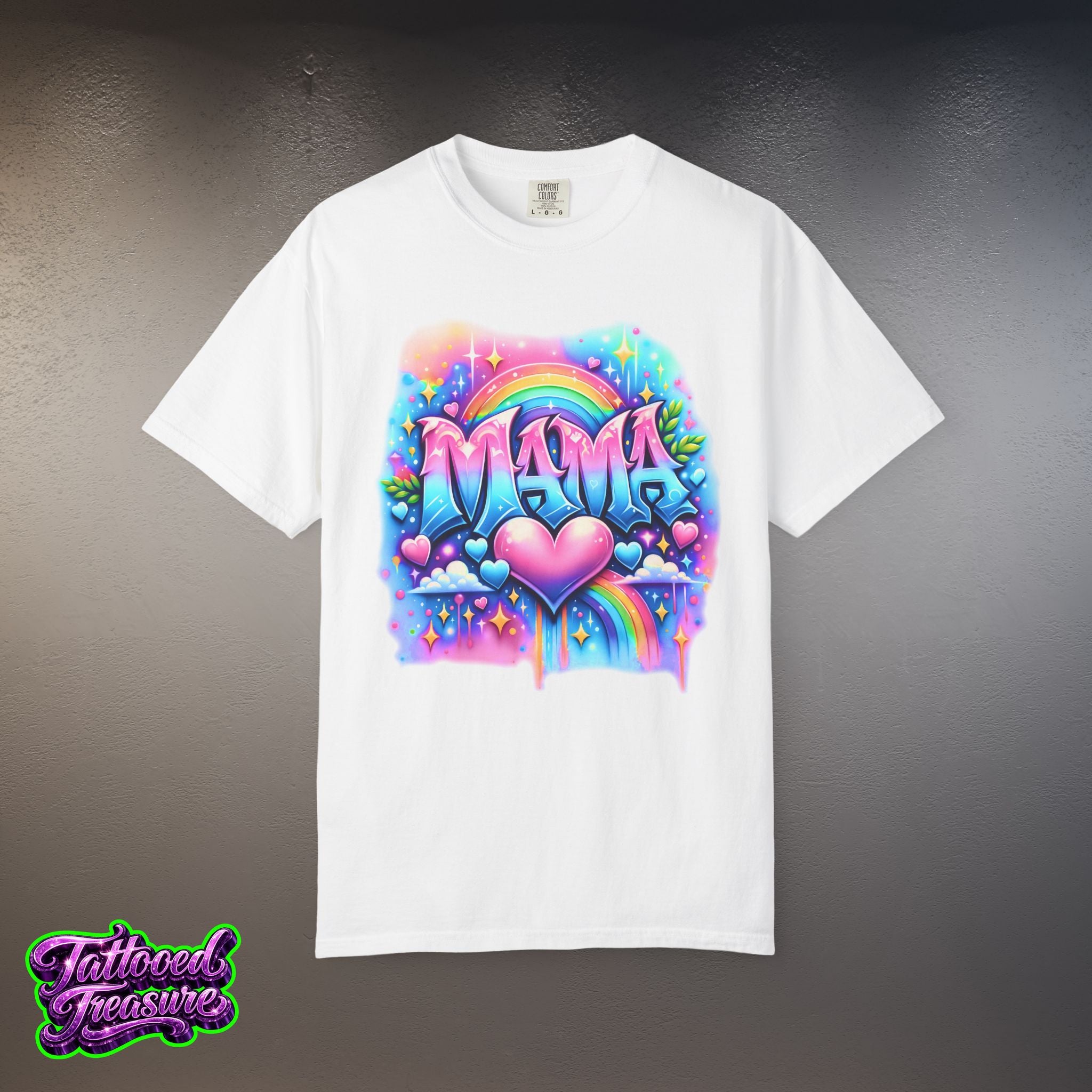 Mama Heart Rainbow T-Shirt — Colorful Neon Mom Tee