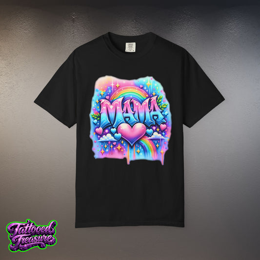 Mama Heart Rainbow T-Shirt — Colorful Neon Mom Tee
