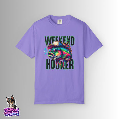 Weekend Hooker Fishing T-Shirt — Colorful Trout Graphic Tee for Anglers