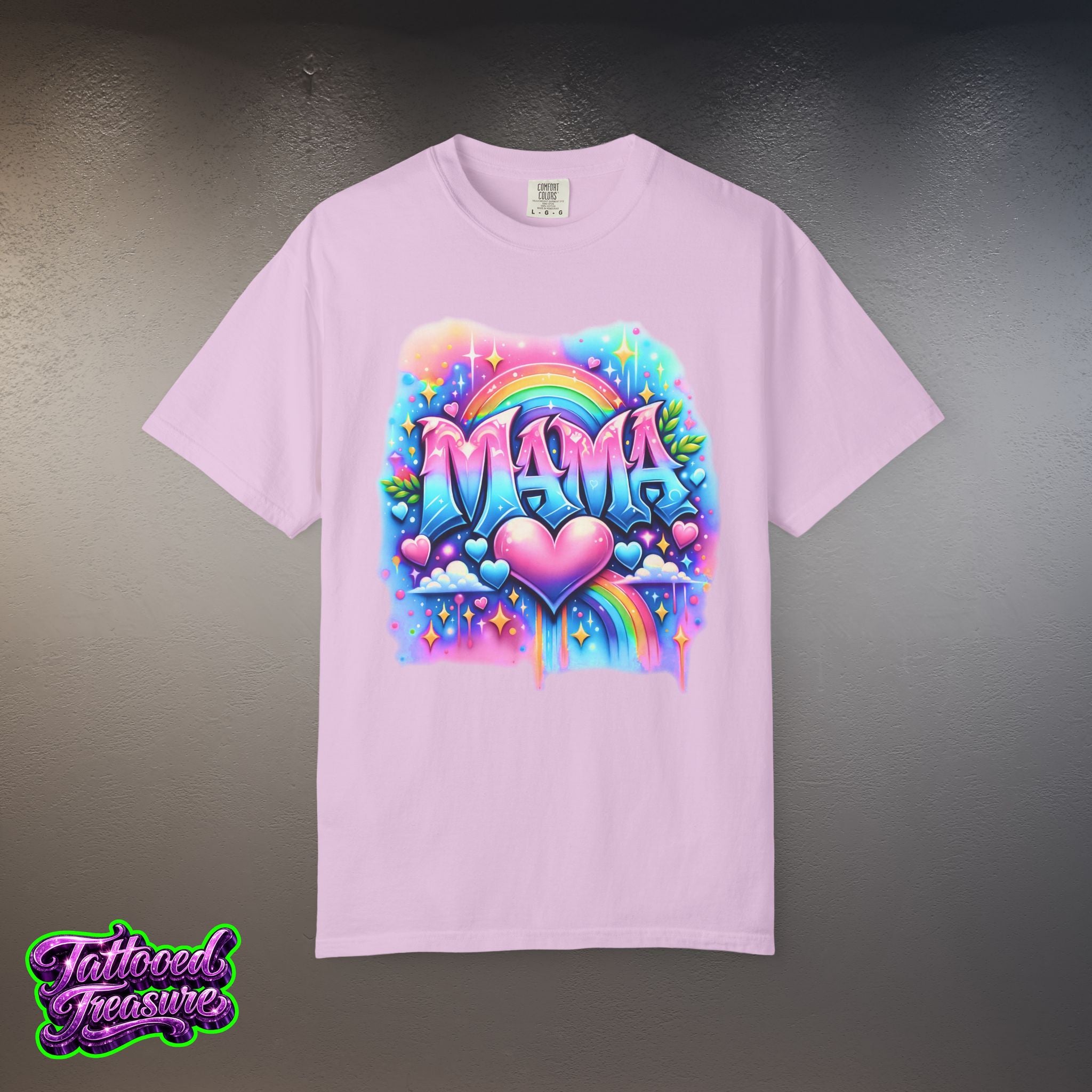 Mama Heart Rainbow T-Shirt — Colorful Neon Mom Tee