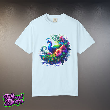 Peacock Floral T-Shirt — Vibrant Watercolor Peacock Tee