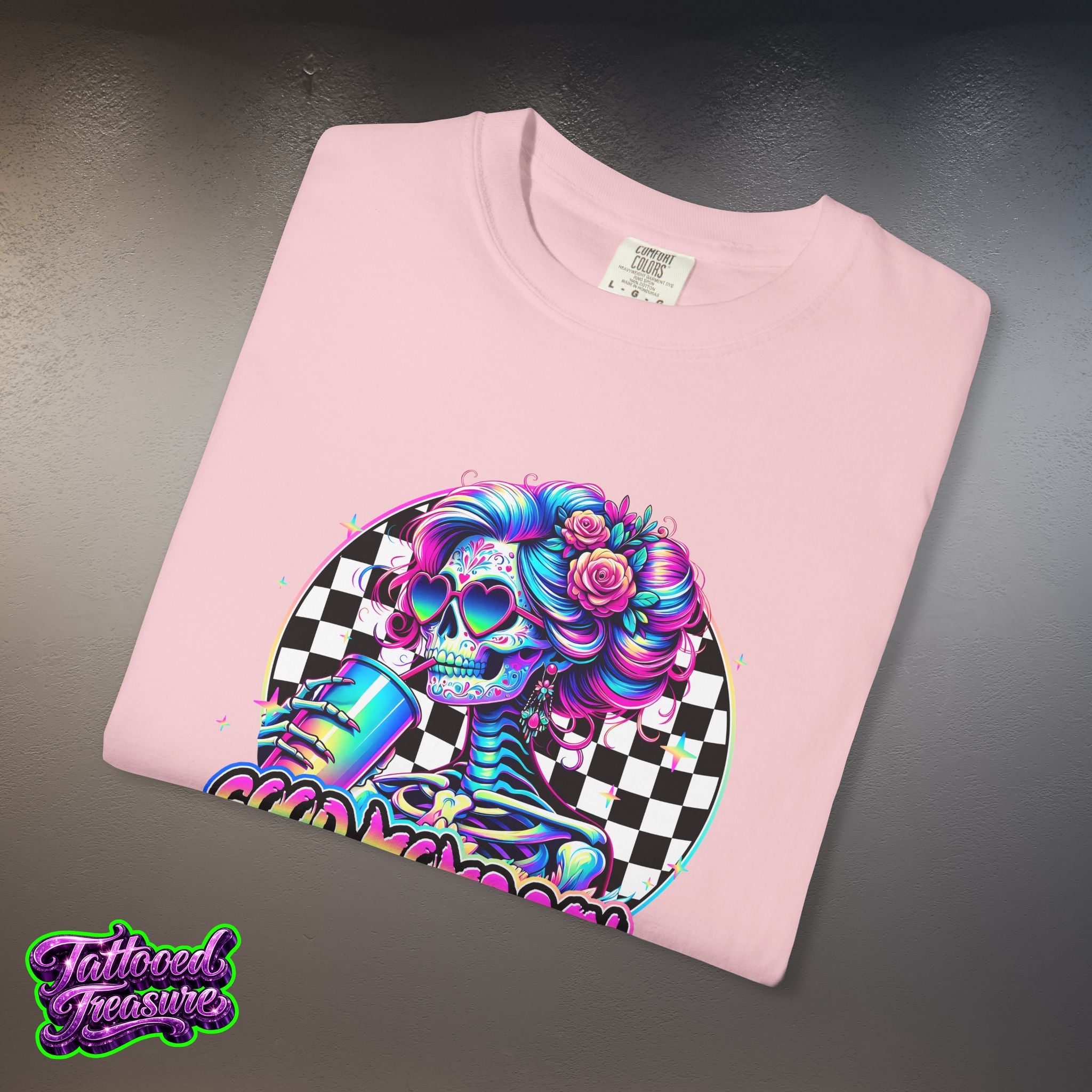 Bad Words Skull Tee — “Good Moms Say Bad Words” Retro Checkerboard T-Shirt