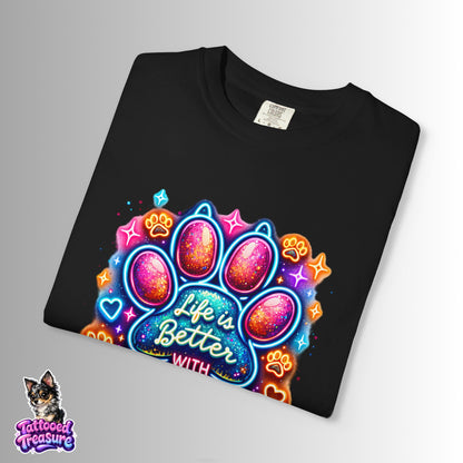 Life Is Better With Dogs T-Shirt — Colorful Paw Graphic Tee for Dog Lovers