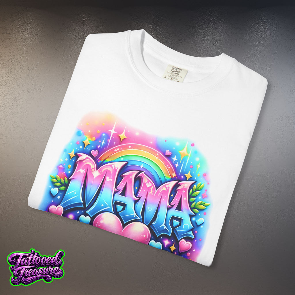Mama Heart Rainbow T-Shirt — Colorful Neon Mom Tee