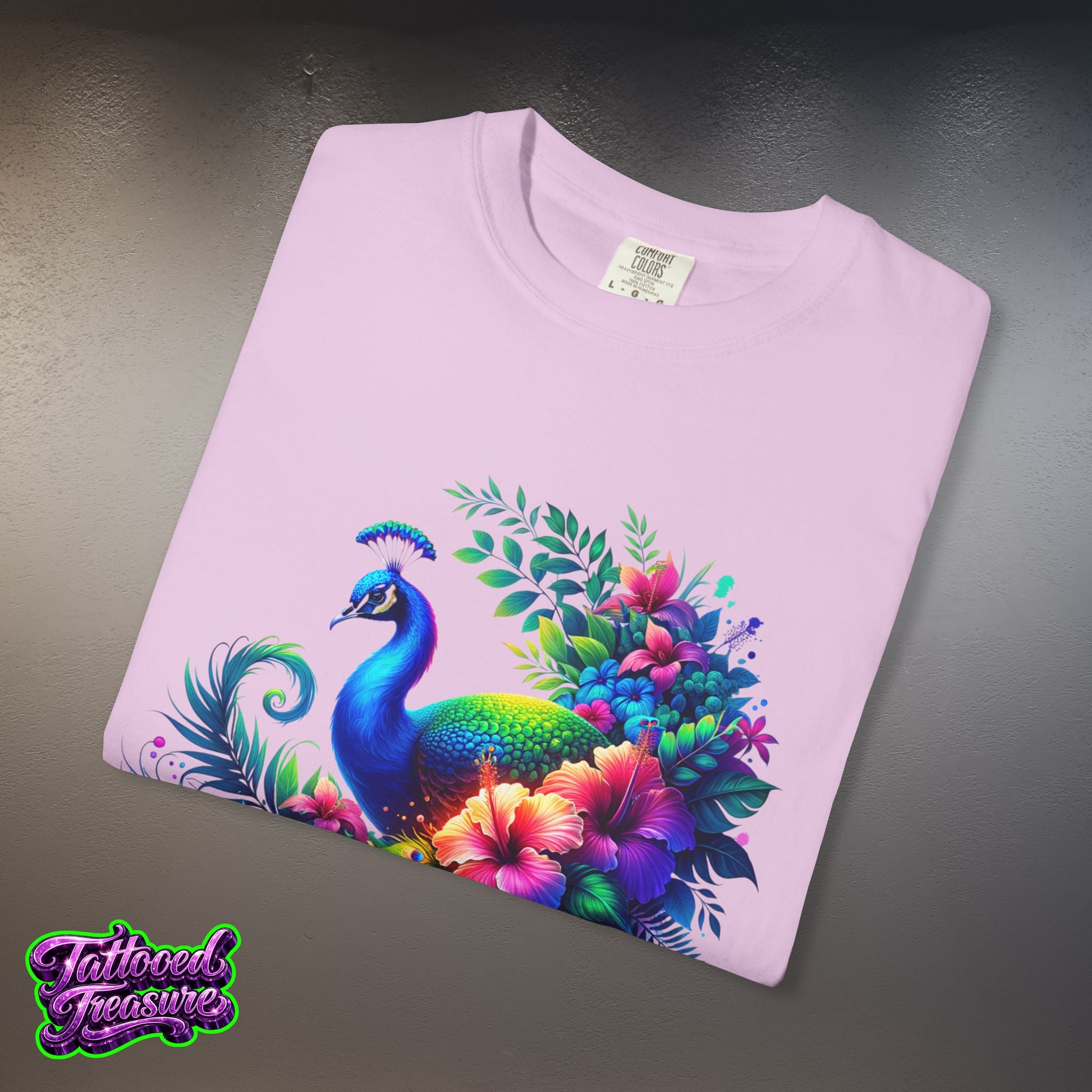 Peacock Floral T-Shirt — Vibrant Watercolor Peacock Tee