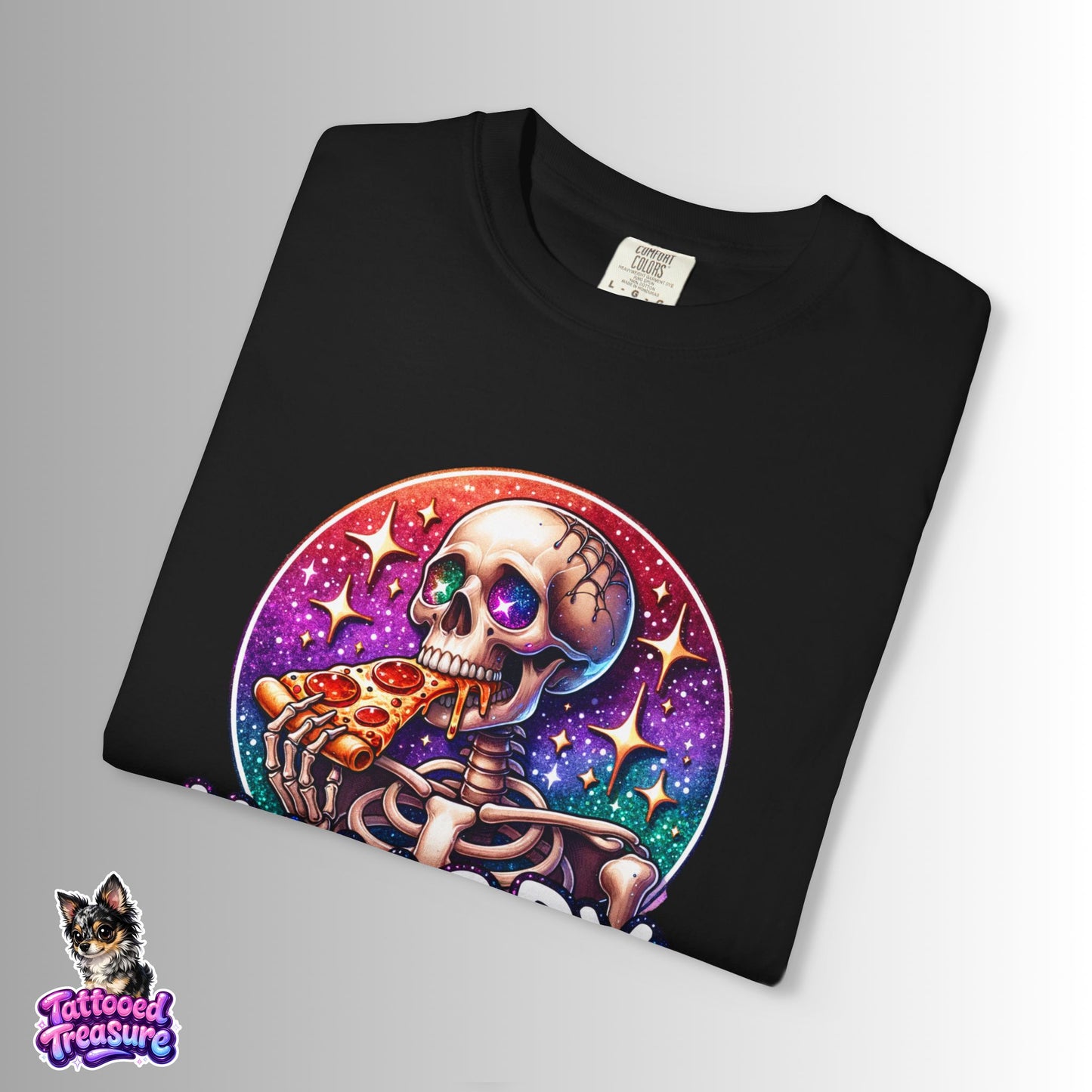 Hangry Skeleton Pizza T-Shirt — Cute Spooky Graphic Tee
