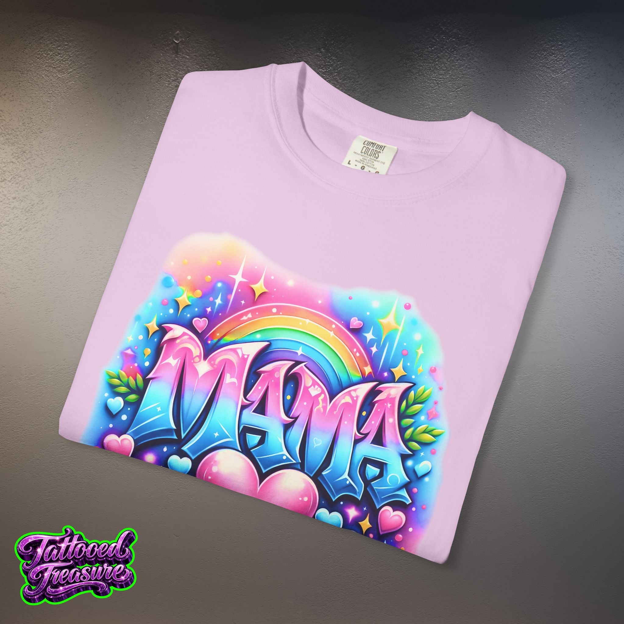 Mama Heart Rainbow T-Shirt — Colorful Neon Mom Tee