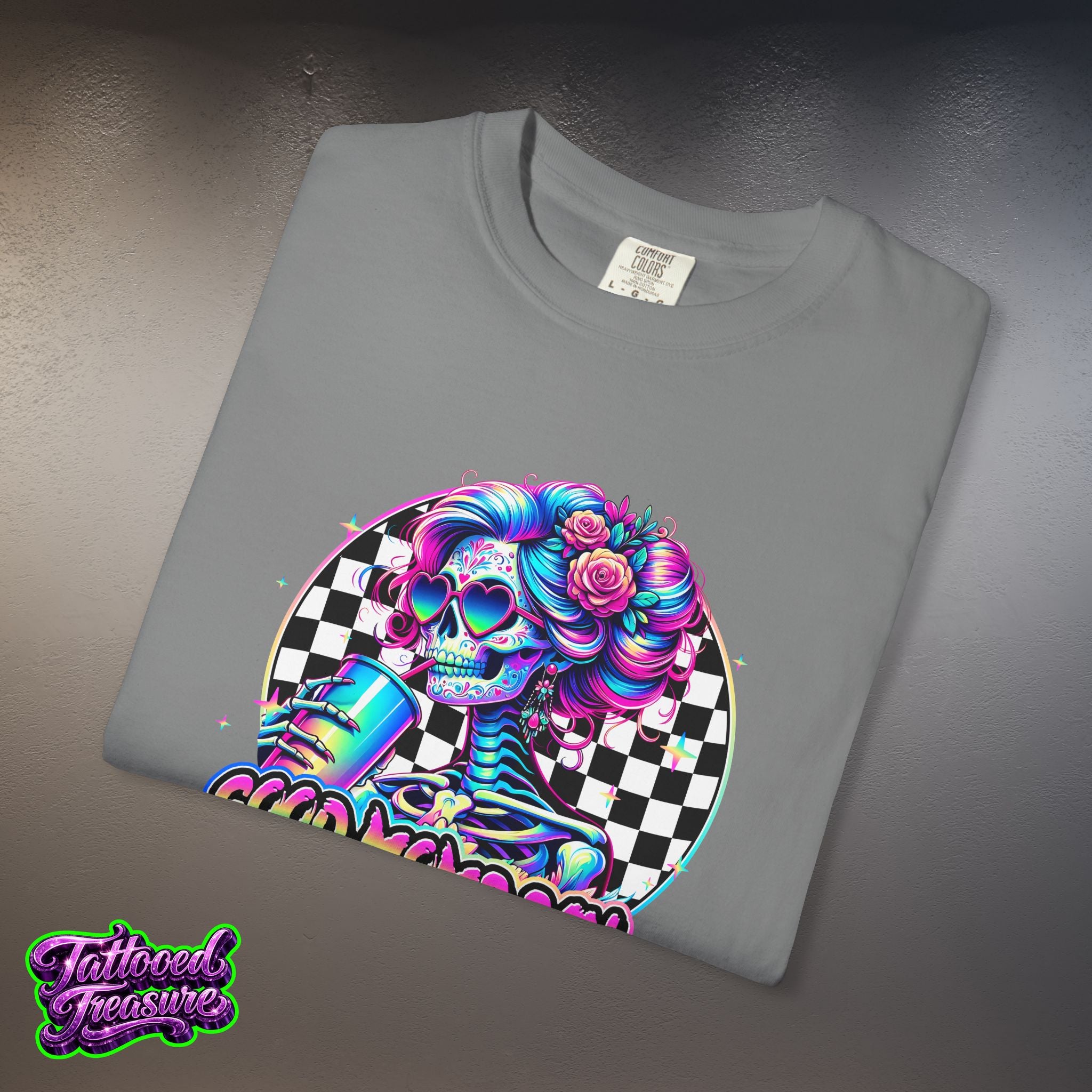 Bad Words Skull Tee — “Good Moms Say Bad Words” Retro Checkerboard T-Shirt