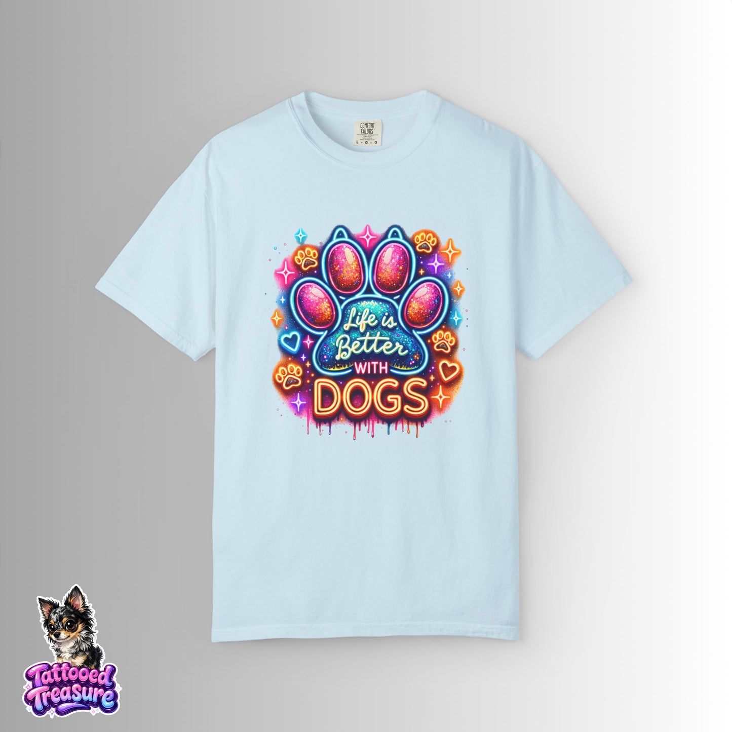 Life Is Better With Dogs T-Shirt — Colorful Paw Graphic Tee for Dog Lovers