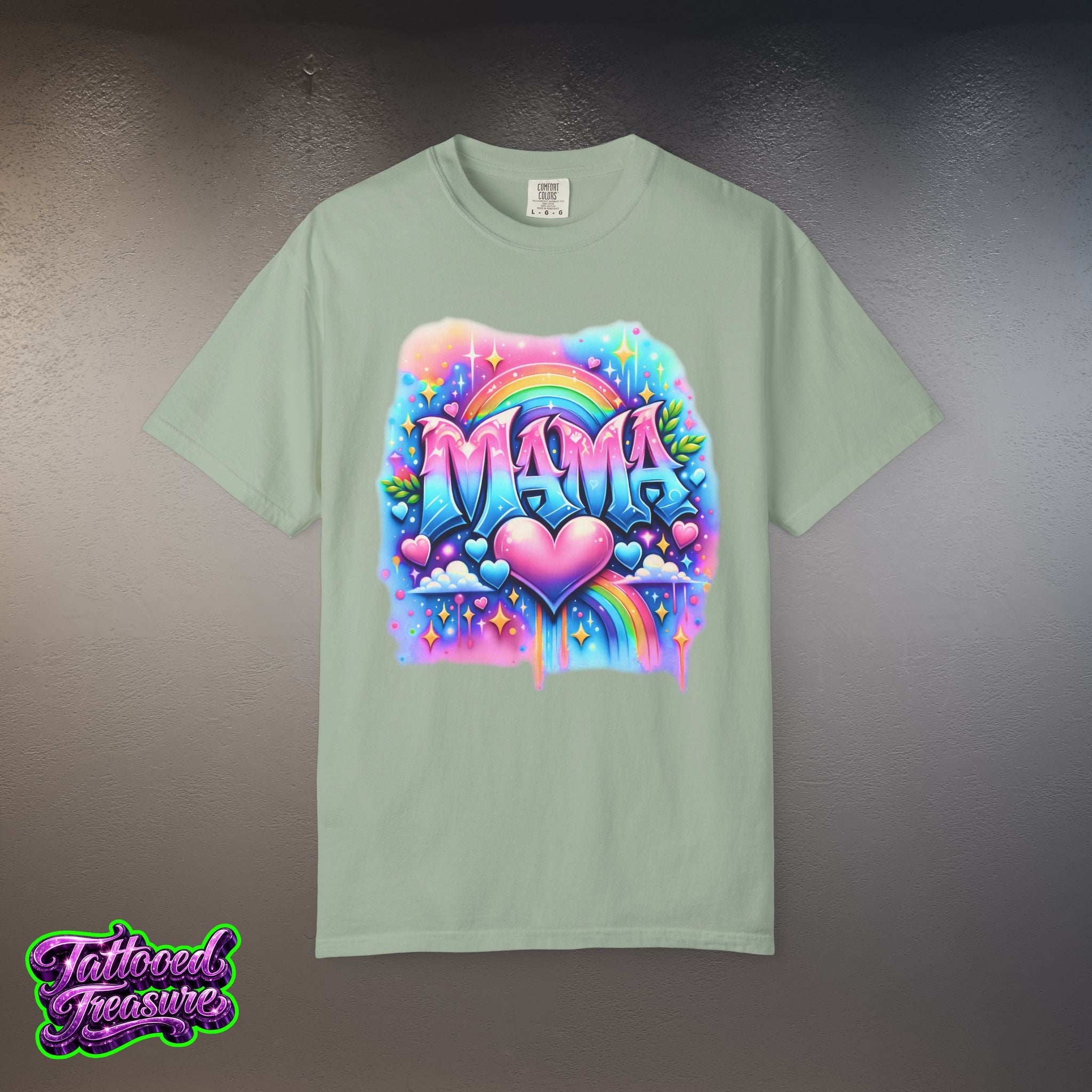 Mama Heart Rainbow T-Shirt — Colorful Neon Mom Tee