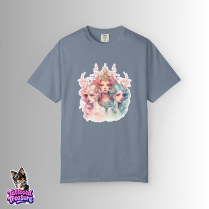 Pastel Sirens Art T-Shirt — Watercolor Triple Muse Design