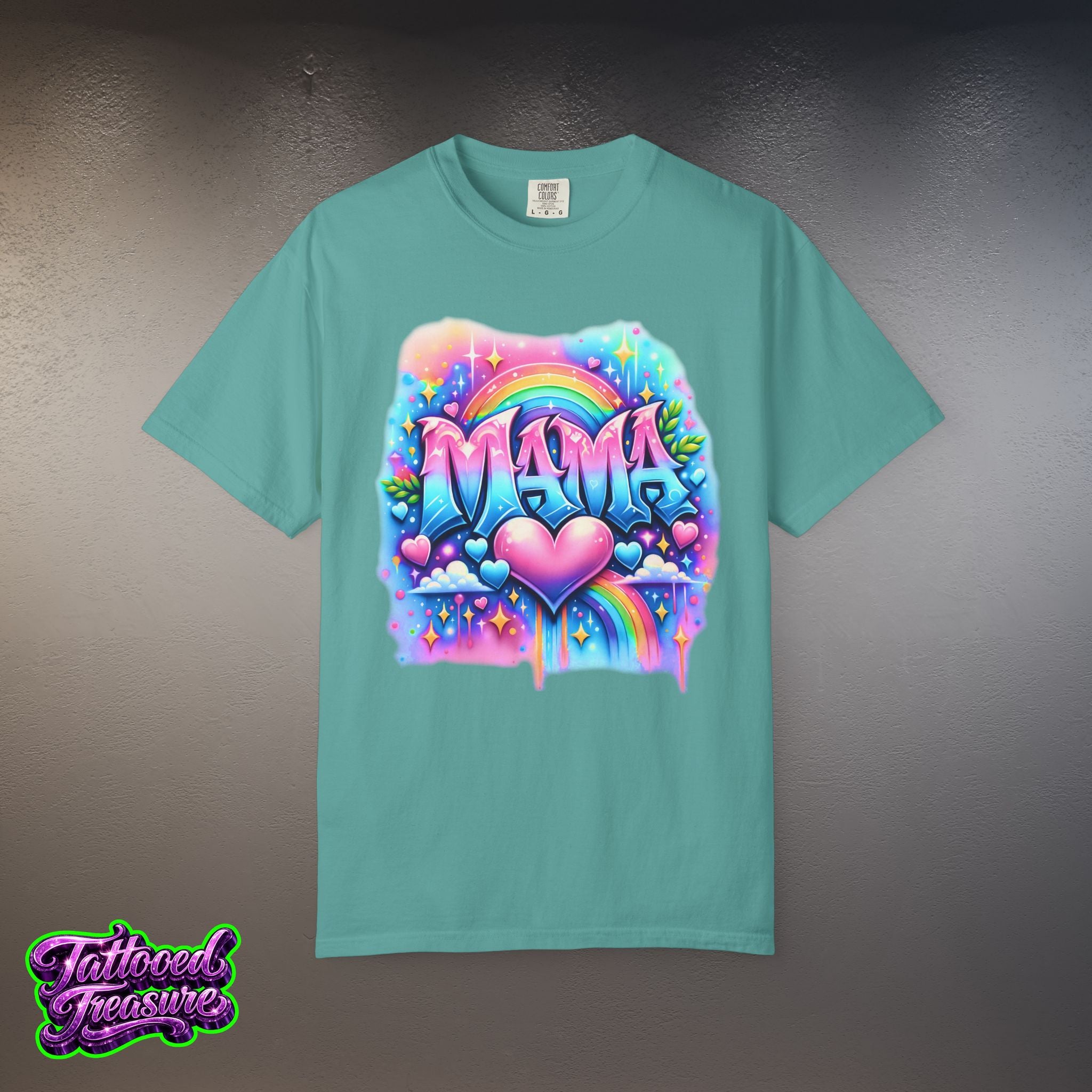 Mama Heart Rainbow T-Shirt — Colorful Neon Mom Tee