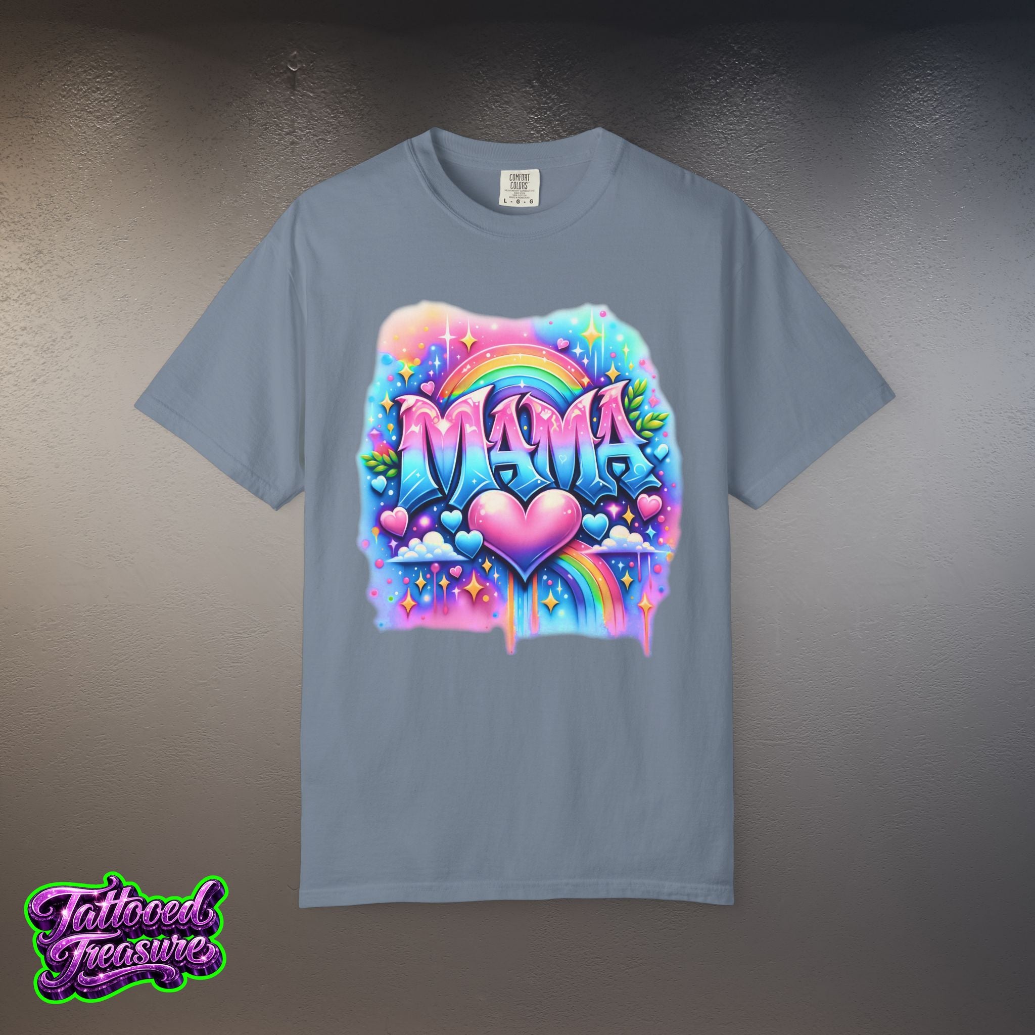 Mama Heart Rainbow T-Shirt — Colorful Neon Mom Tee