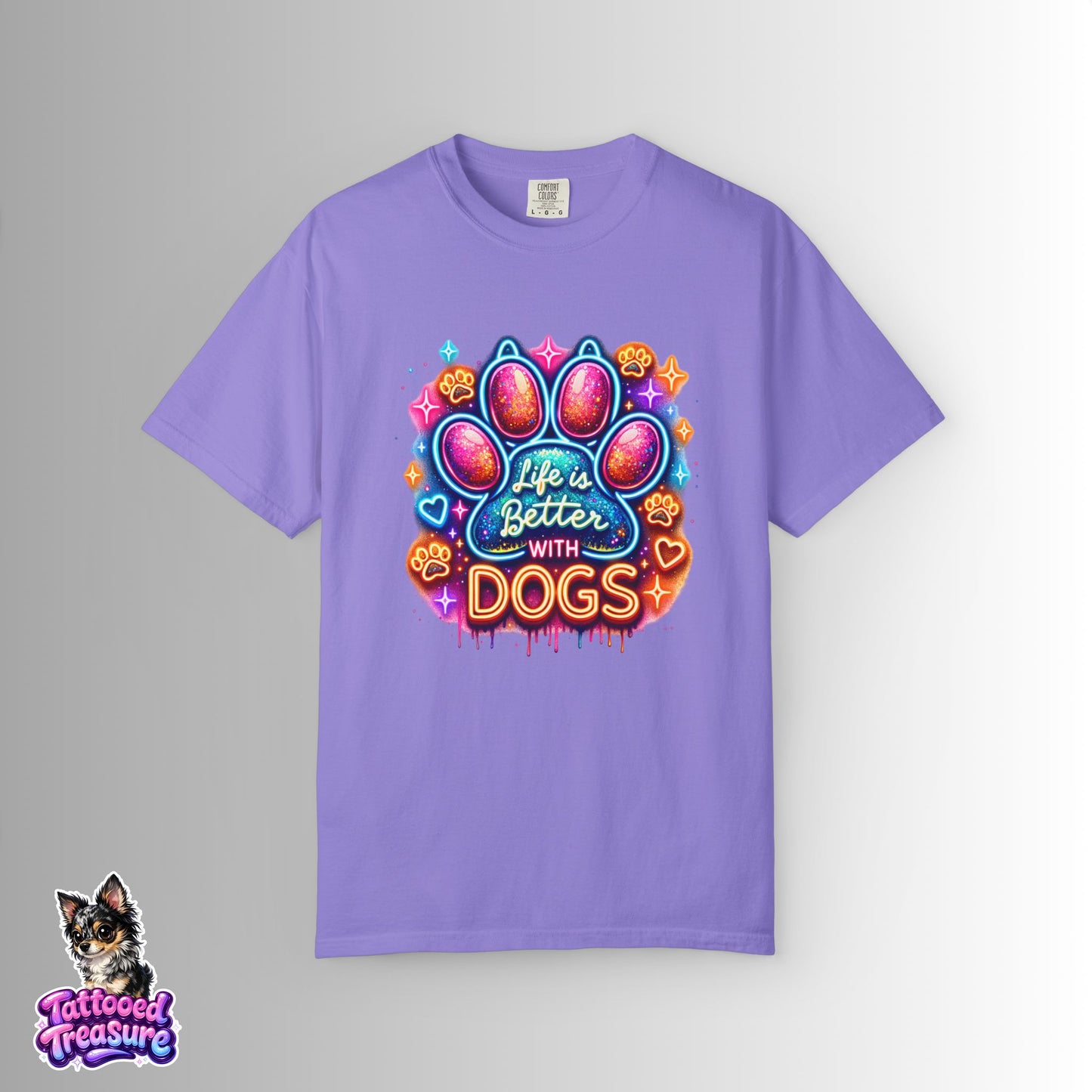 Life Is Better With Dogs T-Shirt — Colorful Paw Graphic Tee for Dog Lovers