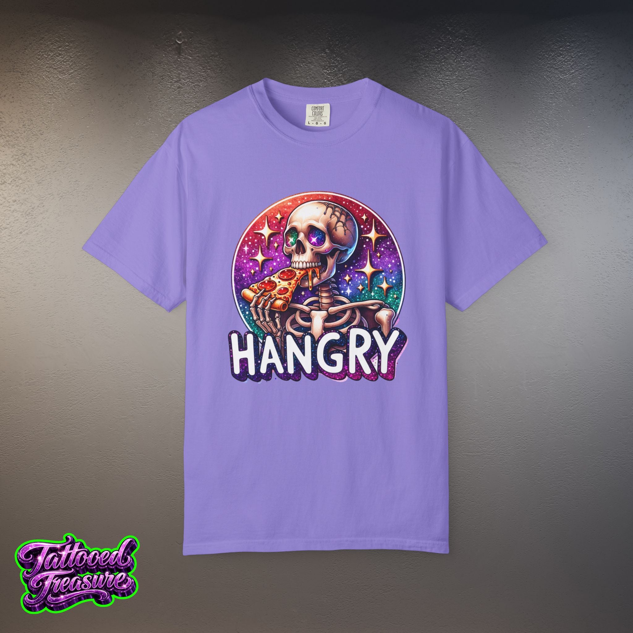 Hangry Skeleton Pizza T-Shirt — Cute Spooky Graphic Tee