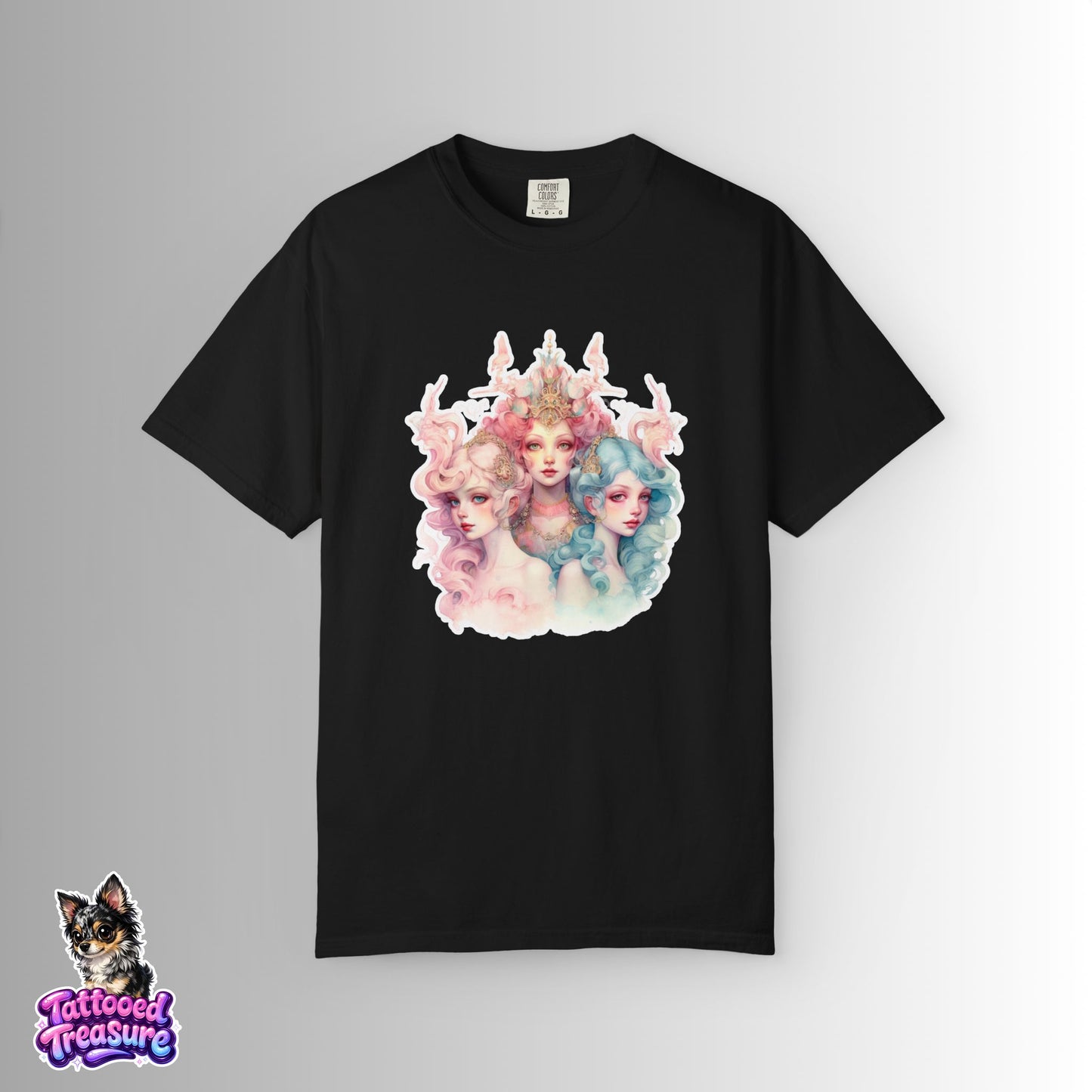 Pastel Sirens Art T-Shirt — Watercolor Triple Muse Design