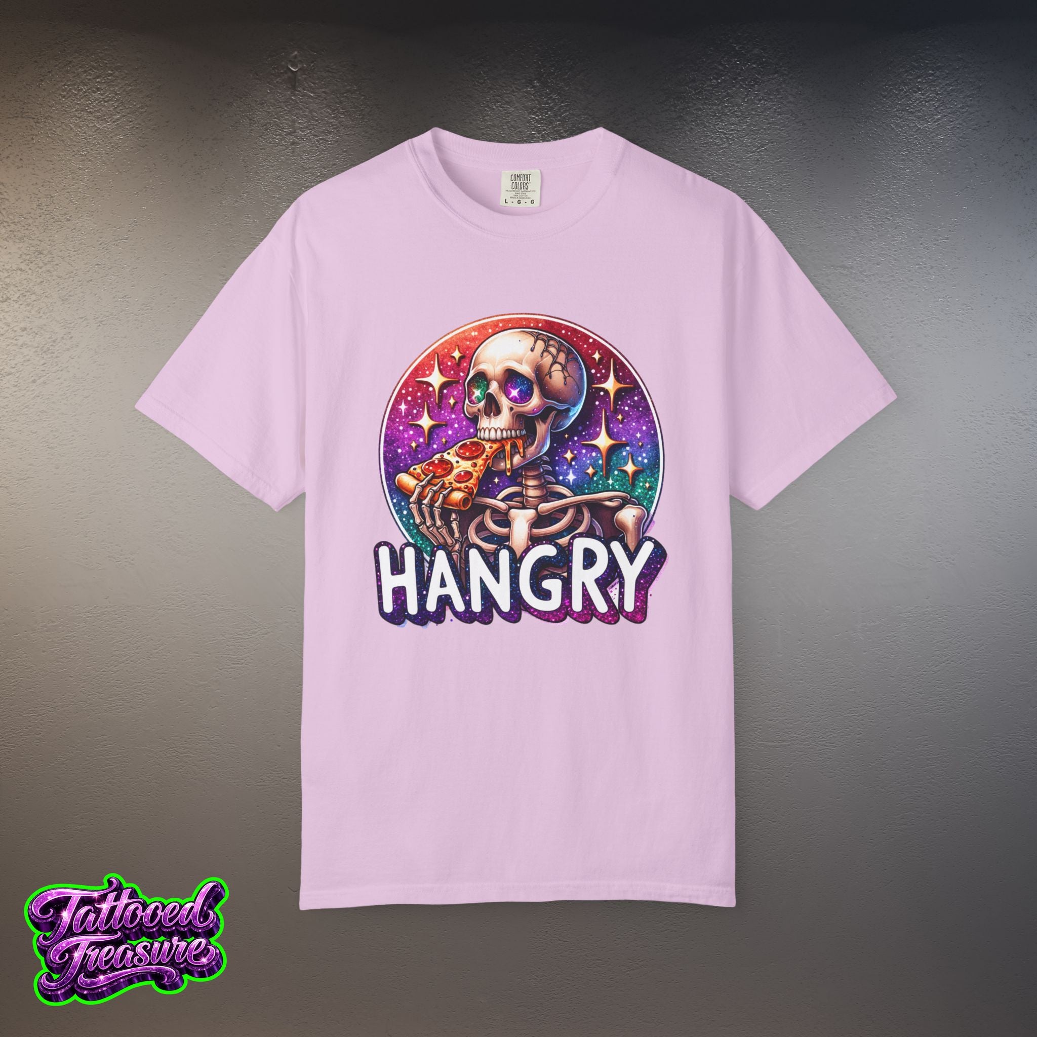 Hangry Skeleton Pizza T-Shirt — Cute Spooky Graphic Tee