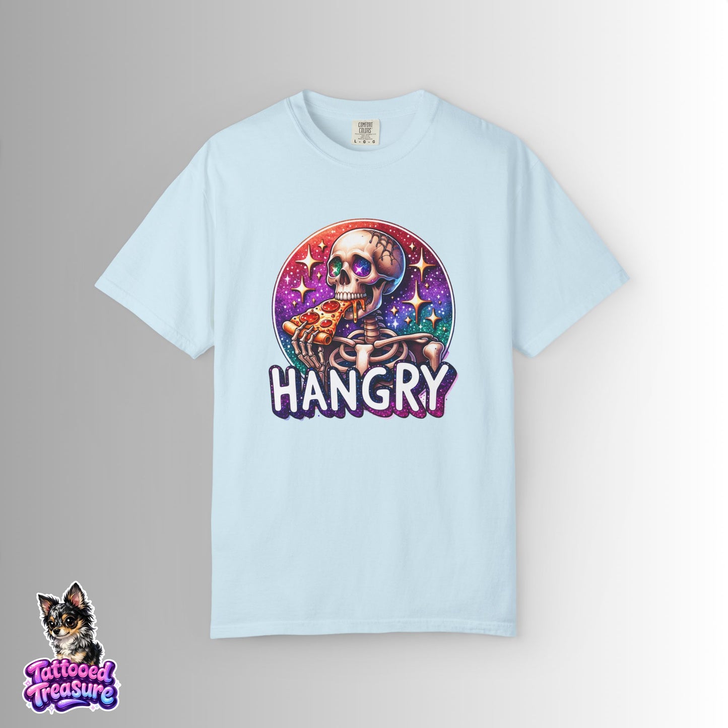 Hangry Skeleton Pizza T-Shirt — Cute Spooky Graphic Tee