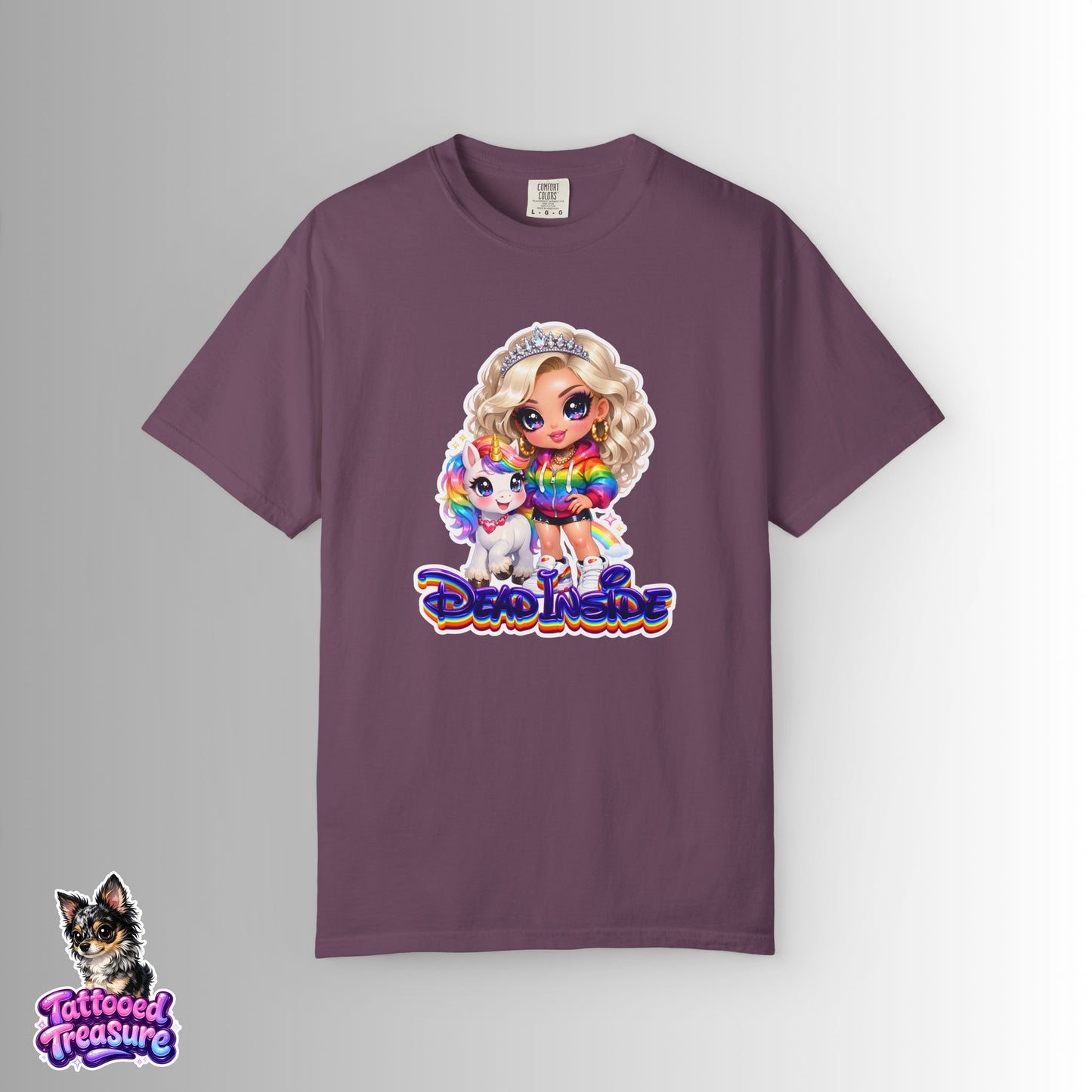 Dead Inside Rainbow Girl T-Shirt — Cute Chibi with Unicorn Pet